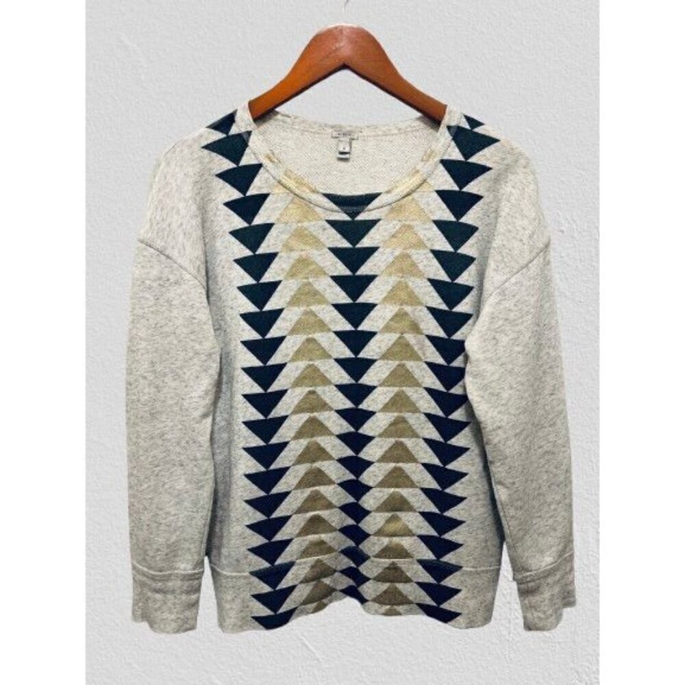 J.CREW Sweatshirt French Terry Geometric Cotton Blend Heather Gray Size Small